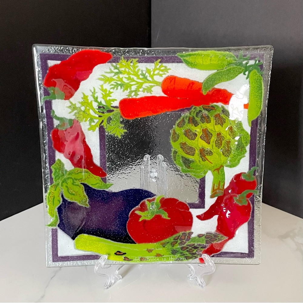 Vegetable Garden Square Plate or Platter by Peggy Karr